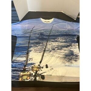 Get A Life All Over Print Fishing Graphic T Shirt XXL Deep Sea Ocean Beach Fish